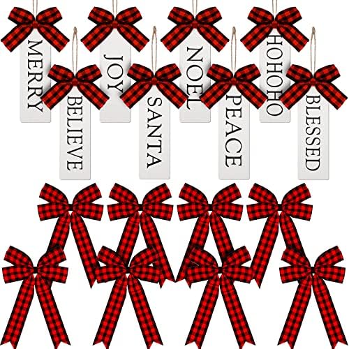 16 peças de Natal etiquetas de madeira rótulos de Natal desejos de ornamentos de fazendas de madeira ornamentos