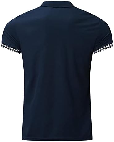 Men zip-up color block polo polo pólo gráfico casual slim fit lapela pescoço camisetas de manga