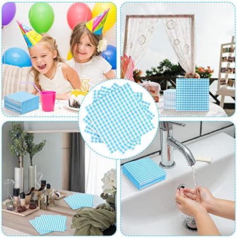 100 PCs Blue and White Paper Guardines Gingham Cocktail guardana