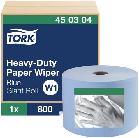 Tork Industrial Floor Stand Paper Toalha Rold Red - W1 + RECILL - Limpador de papel industrial pesado Blue, 800