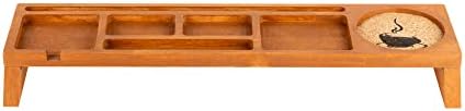 Organizador de mesa de madeira natural de Luna Moth - organizadores de madeira de vários compartimentos