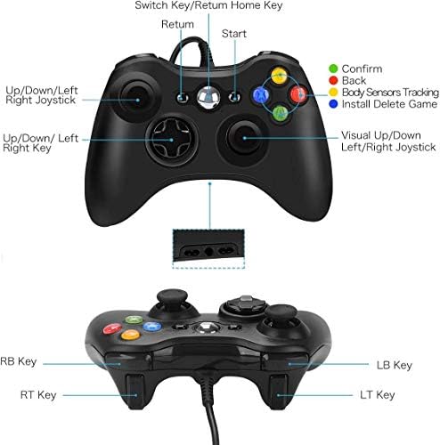 Controlador com fio Xbox 360 para Microsoft Xbox 360, controlador de jogo com turbo de vibração