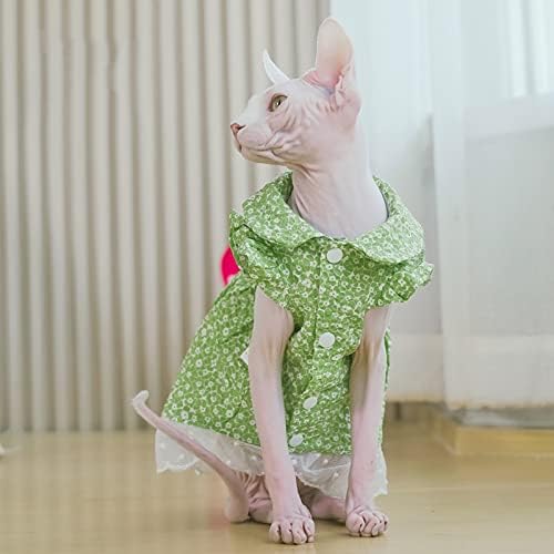 Sphynx Cat Roupas de verão Moda Snap Button Dress Print