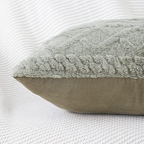 Conjunto de Madizz de 2 macios macios com lã de lã curta, capas de travesseiro de arremesso de 18x18 polegadas, casos de almofada estampada quadrada verde, casco de travesseiro decorativo para o quarto de sofá
