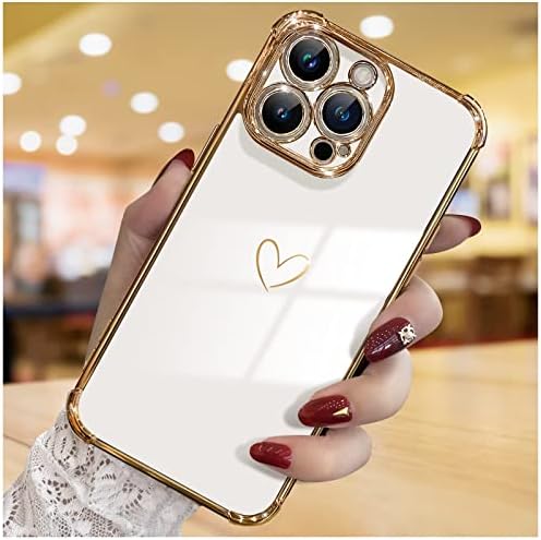 ICREFUN para iPhone 14 Pro Max Caso, Caixa fofa de telefone de luxo para mulheres para mulheres, proteção completa da câmera e cantos elevados para o choques de choques de choques de choques de choque 6,7 polegadas - branco