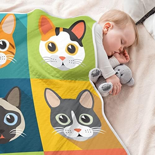 Cats fofos Unissex fofinho cobertor de bebê para criança cobertor de criança para creche com cobertor de material