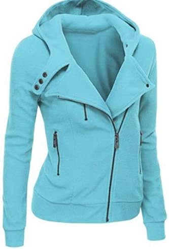 Andongnywell Women Feminino Casual Zipper Capuz Casacos Slim Fit Oblique Zip Hoodie Jackets