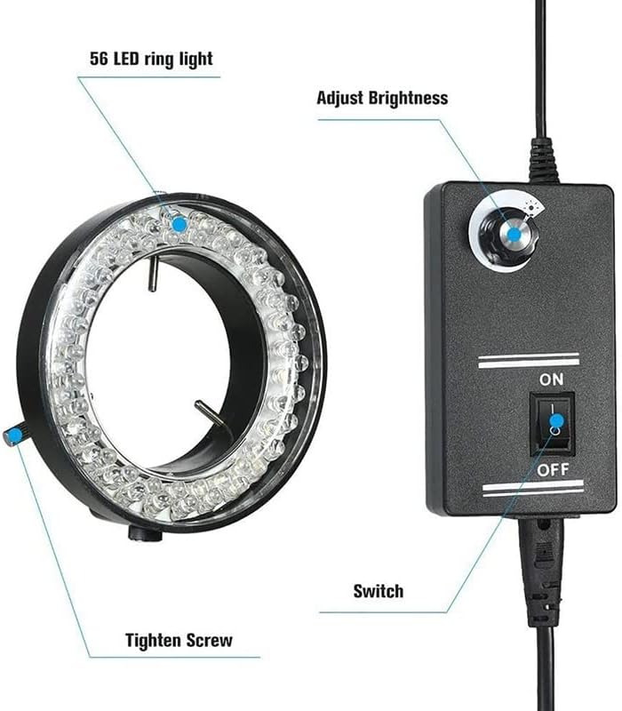 Kit de acessórios para microscópio para adultos ajustáveis ​​56 luminária de luminária de anel