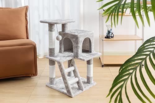 Condomínio de gatos de vários níveis de gato catreaier com postes de arranhões e escada para gatos pequenos