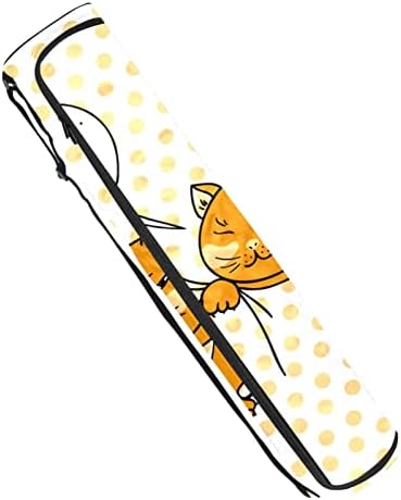 Bolagem de gato laranja engraçado e engraçado com pontos amarelos de fundo de ioga com alça de ombro de ioga bolsa