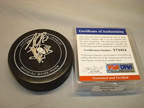 Nick Spaling assinou Pittsburgh Penguins Official Game Hockey Puck PSA/DNA COA 1A - Pucks NHL autografados
