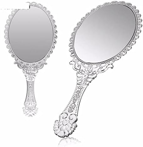 Espelho de maquiagem de phonme prateado espelho vintage floral repousse oval maquiagem de maquiagem manual maquiagem