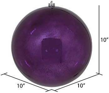 Bola de ornamento de Natal de Vickerman 10 , Plum Shiny Mercury acabamento, plástico à prova de quebra,