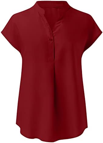 Camisa de futebol Mulheres mulheres Novo pescoço Chiffon Blusa de cor lisa plissou plissado de mangas curtas