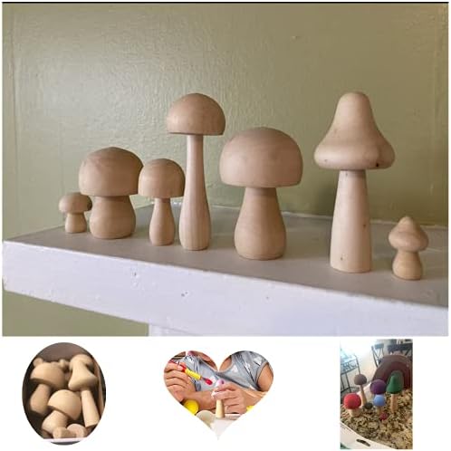 Conjunto de brinquedos de cogumelos de madeira inacabados, vários tamanhos cogumelos cogumelos