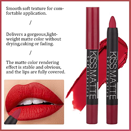 Evpct 3pcs esfregar vermelho castanha mauve rosa fostic lipstick lábio de lápis de lápis conjunto de maquiagem