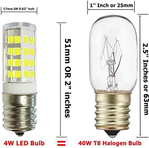 Anyray 2-Bulbs E17 4W Bulbo LED para forno de microondas, Sub-Microwave Frove Light Equival