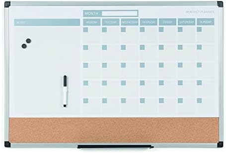 Planejador de calendário mensal de aprimoramento de MasterVision Magnetic Dry Erase Push Pin