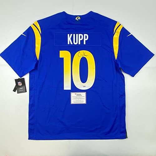 Cooper de Cooper Kupp Rams Autografado/Assinado Blue Nike Fanatics de Jersey LVI COA - Jerseys autografados