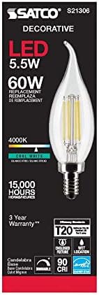 SATCO S21306/06 5,5 watts LED E12 Bulbos, 4000k, 15000 horas Classificação, Dimmable, 6 pacote