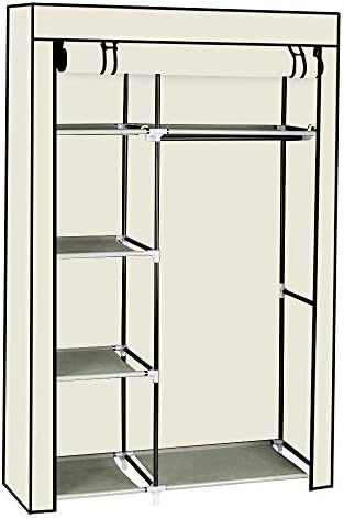 Guarda-roupa de armário sepnefi, armário portátil de 64 para quarto, trilho de roupa com cobertura de tecido