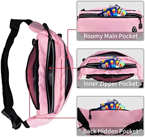 Fanny Pack for Men Mulher, Pacote de bolsa de cintura esportiva à prova d'água, saco de cinto para viagens