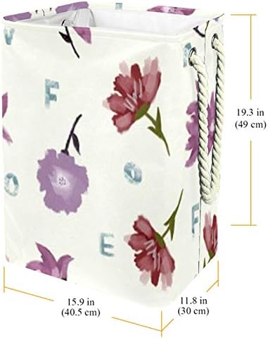Indomer poucas flores com letras 300d Oxford PVC Roupas à prova d'água cesto de lavanderia grande