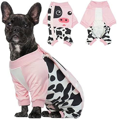 T'Chaque Dog Pijamas Onesie para cães médios pequenos, roupas de cães de 4 pernas para dormir roupas
