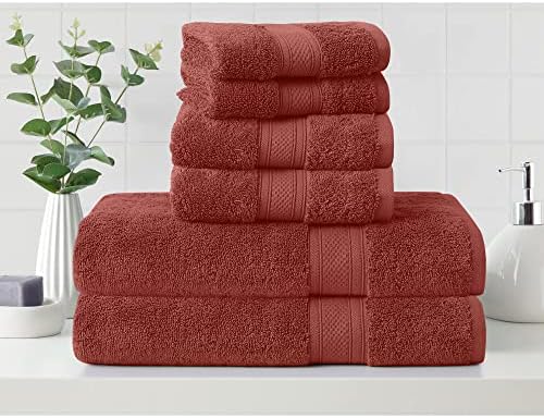 CANNON algodão baixo Torcer 6 peças conjunto 2 toalhas de banho, 2 toalhas de mão, 2 panos, 550 gsm, altamente