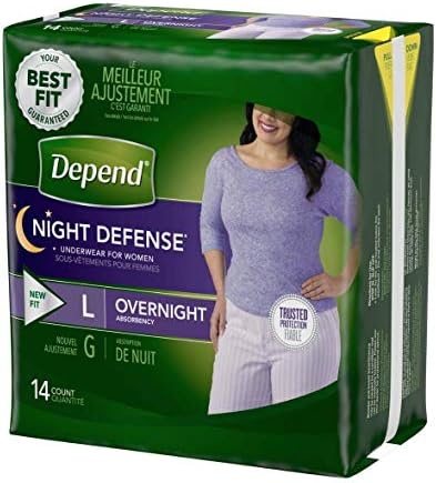 Large Overnight Depends - Night Defense Incontiny Underwear para mulheres, 1 pacote