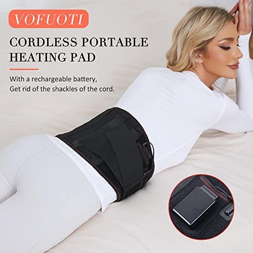 Almofada de aquecimento sem fio Vofuoti, cinta para trás aquecida com bateria e massagem, correia