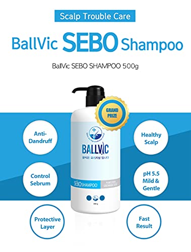 Ballvic Sebo Shampoo - coceira no couro cabeludo cuidados com caspa, tratamento de cabelo shampoo para dermatite
