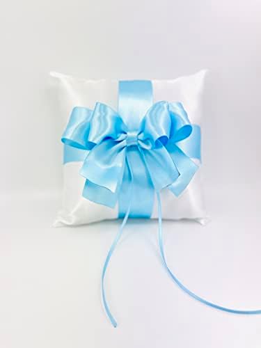 Travesseiro de portador de anel branco e azul - travesseiro do portador de anel - travesseiro de casamento