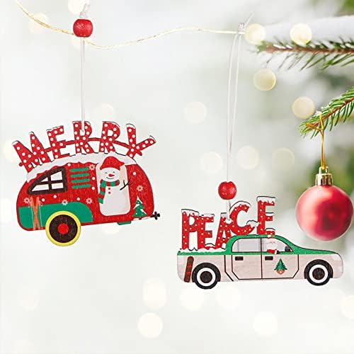 Garland laços para 3pcs Decorações de natal Decoração de carros de madeira Decoração de árvore de Natal