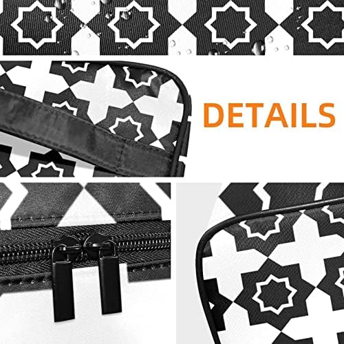 Bolsa de maquiagem portátil ECMrad preto Repeleção geométrica impressão quadrada de grande capacidade com zíper