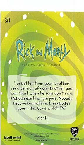 2018 Cryptozóico Rick e Morty Temporada 1 Cartões de negociação 30 Cartão de negociação de confiança