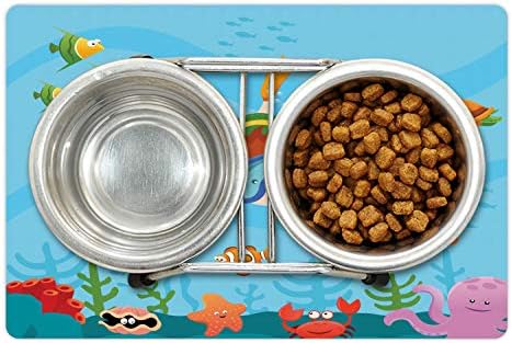 Ambsosonne Marine Pet tapete para comida e água, mergulho e explorando o caráter de desenho animado
