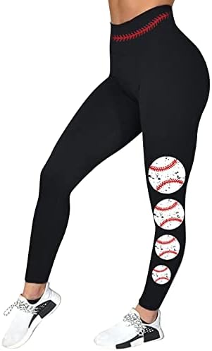 Leggings de impressão de beisebol para mulheres trepadores de ioga com cintura alta leggings Ultra