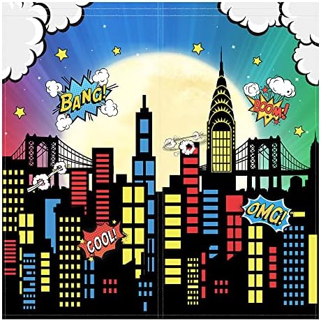 Allenjoy Superhero Super City Skyline Buildings Crianças de janela para crianças quarto de bebê