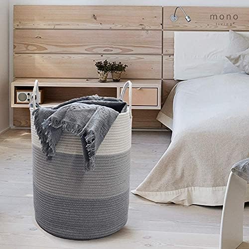 Grandes cestas de lavanderia para organizar cestas tecidas para armazenamento Mono Living Grey Horting for