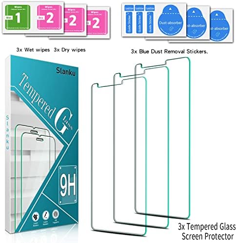Protetor de tela Slanku [3 pacote] para LG Stylo 5, 5 Plus, 5x Cobertura completa de vidro temperado,