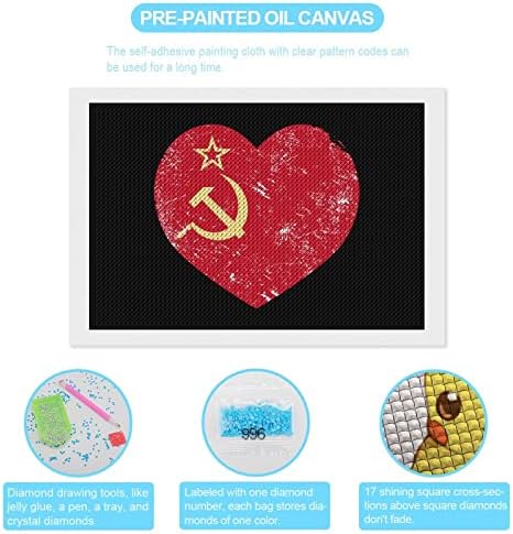 Kits de pintura de diamante de bandeira retro da União Soviética da União Soviética 5D DIY DIY Decoração de