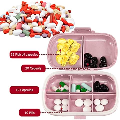 1Pack Travel Pill Organizer, 8 compartimentos capa portátil de comprimidos, caixa de comprimidos pequena