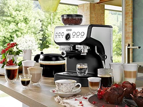 Zulay Kitchen Magia Manual Espresso Machine com moedor e leite Frother - 15 bar Bomba de pressão