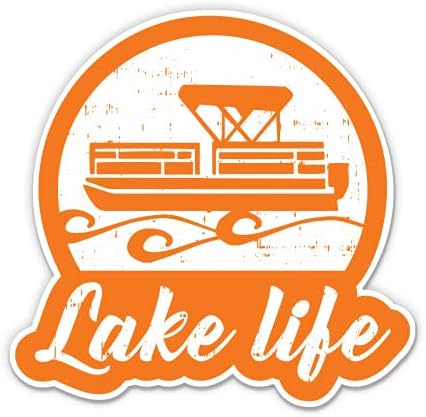 Lake Life Pontoon Boat - adesivo de vinil de 3 - para laptop para laptop para laptop water garrafa