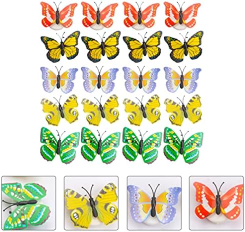 Toyvian 20pcs Butterfly Night Light Led Butterfly Lamp Butterfly Luzes de parede de borboletas coloridas