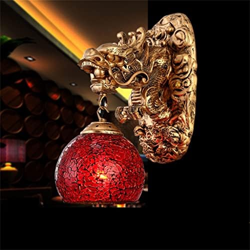 Iuljh China Style Resina Dragon Lâmpada de parede Iluminação de vidro Lamphade Home Decoration Sala de estar