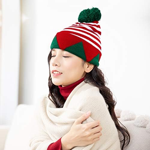 Aboofan 1pc Lã Yarn Santa Hat Stripe Ball Hat Warl Christmas Hat Hat Winter Festy Supply