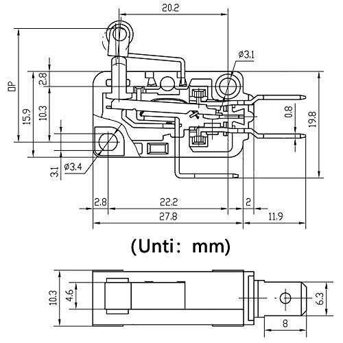 Yoiilnz kw3a 16a 125/250V DIY Micro limite interruptor SPDT Caminhante de rolo de dobradiça de dobradiça