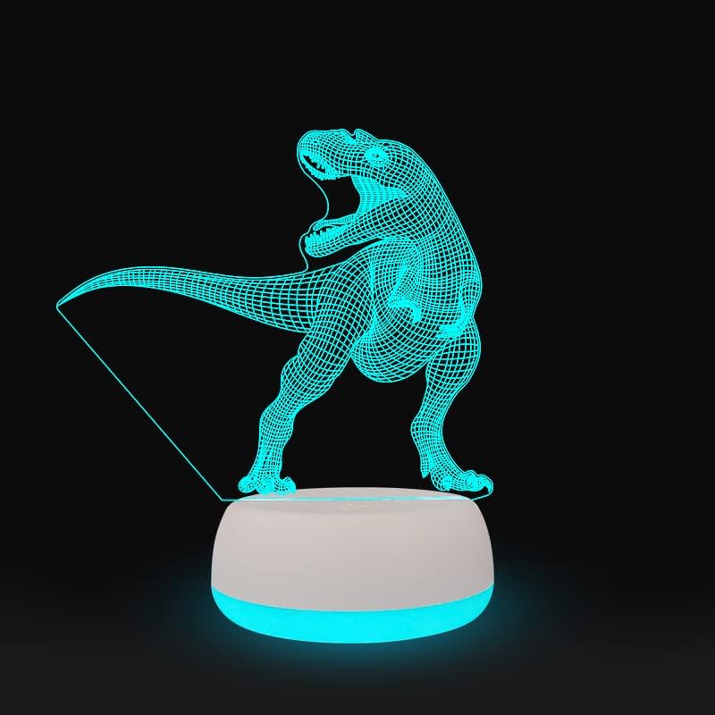XDORRA DINOSAUR T-REX 3D Lâmpada de ilusão, 7 cores 3D LED Tyrannosaurus rex Lâmpadas de mesa Presentes, brancos
